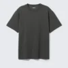 Camiseta oversize de tejido grueso – negro mate Camiseta oversize de tejido grueso – negro mate