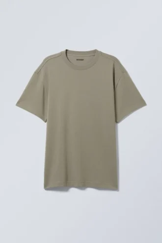 Camiseta oversize de tejido grueso – Verde caqui