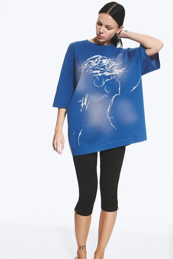 Camiseta oversize estampada – Azul Camiseta oversize estampada – Azul
