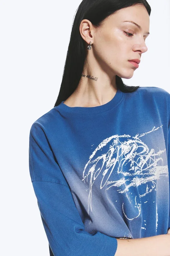 Camiseta oversize estampada – Azul Camiseta oversize estampada – Azul