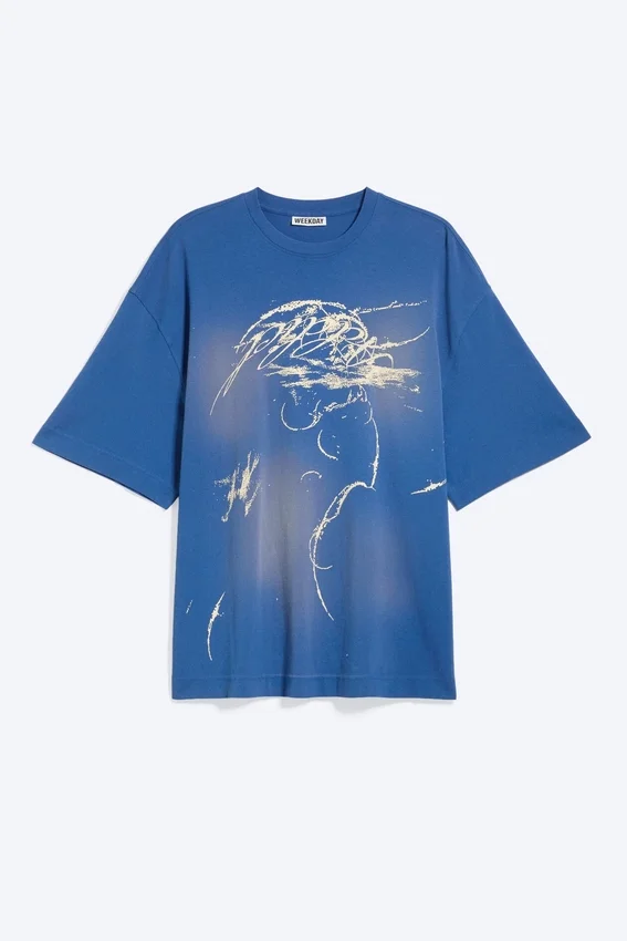 Camiseta oversize estampada – Azul Camiseta oversize estampada – Azul