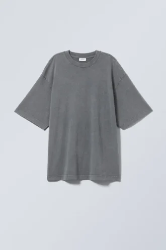 Camiseta oversize suave – Azul empolvado lavado