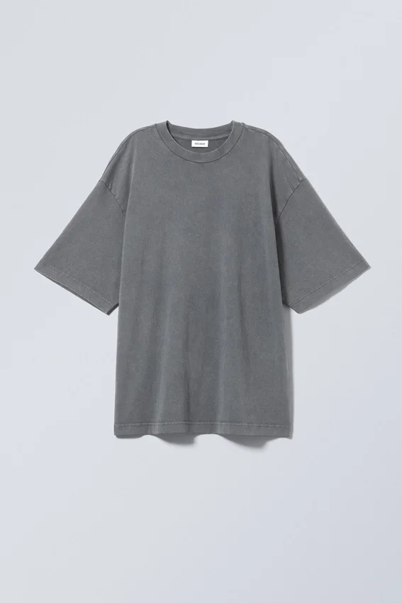 Camiseta oversize suave – Azul empolvado lavado Camiseta oversize suave – Azul empolvado lavado