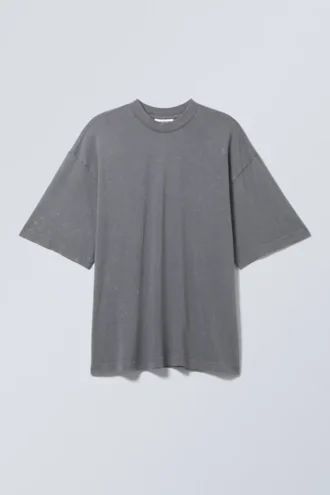 Camiseta oversize suave – Azul empolvado lavado