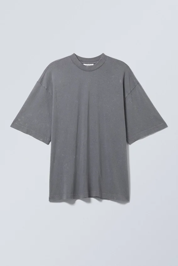 Camiseta oversize suave – Azul empolvado lavado Camiseta oversize suave – Azul empolvado lavado