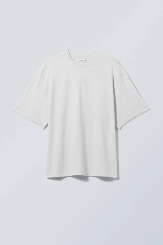 Camiseta oversize suave – Gris claro jaspeado