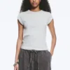 Camiseta raglán de manga corta – Gris jaspeado