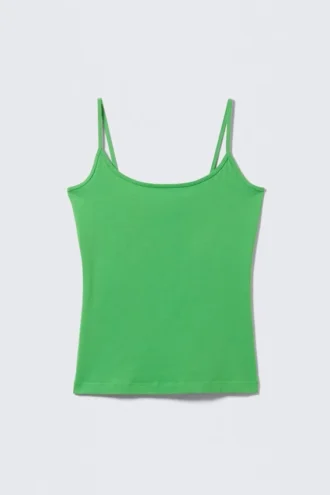 Camiseta sin mangas ajustada con tirantes y cuello redondo – Verde brillante