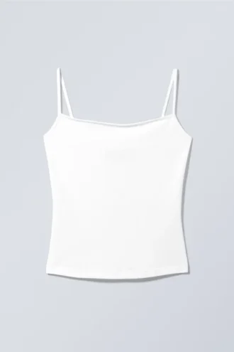 Camiseta sin mangas ajustada de algodón – Blanca