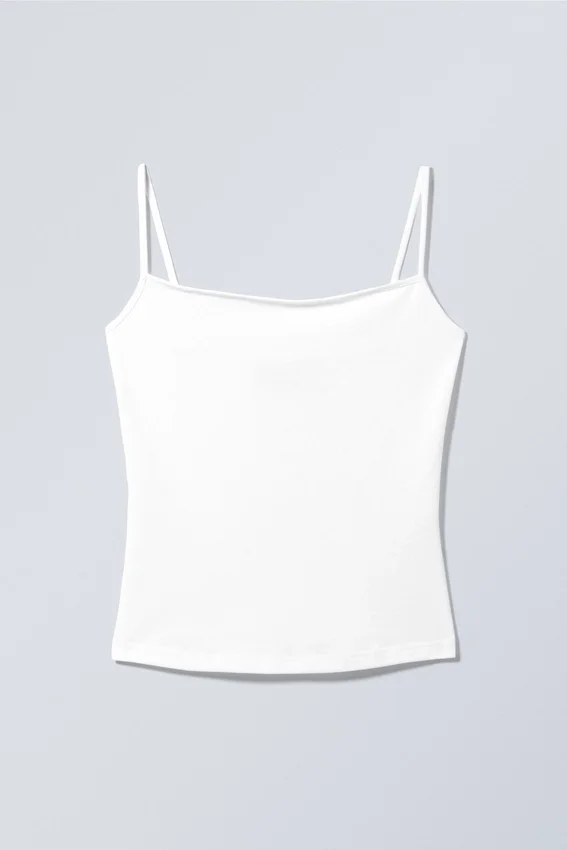 Camiseta sin mangas ajustada de algodón – Blanca Camiseta sin mangas ajustada de algodón – Blanca