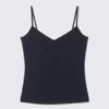 Camiseta sin mangas ajustada de algodón con cuello en V – Rayas azul oscuro