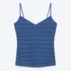 Camiseta sin mangas ajustada de algodón con cuello en V – Rayas azules/negras