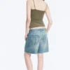 Camiseta sin mangas ajustada de algodón con cuello en V – Verde caqui apagado Camiseta sin mangas ajustada de algodón con cuello en V – Verde caqui apagado
