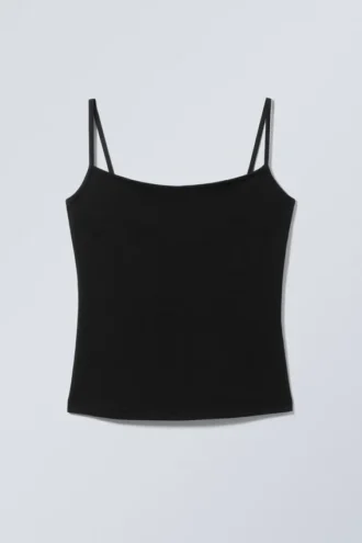 Camiseta sin mangas ajustada de algodón – Negro
