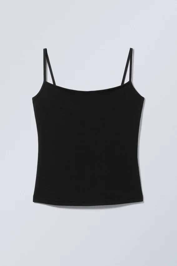 Camiseta sin mangas ajustada de algodón – Negro Camiseta sin mangas ajustada de algodón – Negro