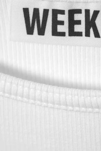 Camiseta sin mangas corta de algodón acanalado – Blanco