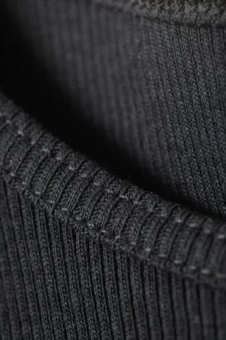 Camiseta sin mangas corta de algodón acanalado – Gris oscuro