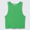 Camiseta sin mangas corta de algodón acanalado – Verde brillante