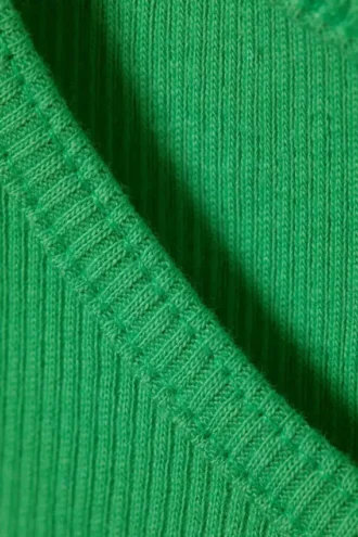 Camiseta sin mangas corta de algodón acanalado – Verde brillante