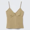 Camiseta sin mangas de algodón con cuello en V – Beige Camiseta sin mangas de algodón con cuello en V – Beige