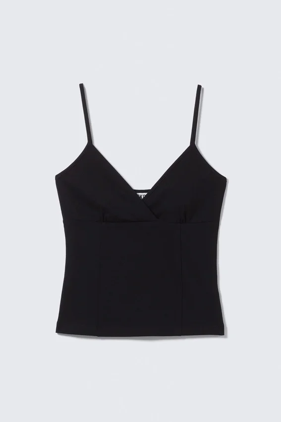 Camiseta sin mangas de algodón con cuello en V – Negro Camiseta sin mangas de algodón con cuello en V – Negro