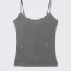 Camiseta sin mangas de algodón con tachuelas – Gris oscuro Camiseta sin mangas de algodón con tachuelas – Gris oscuro