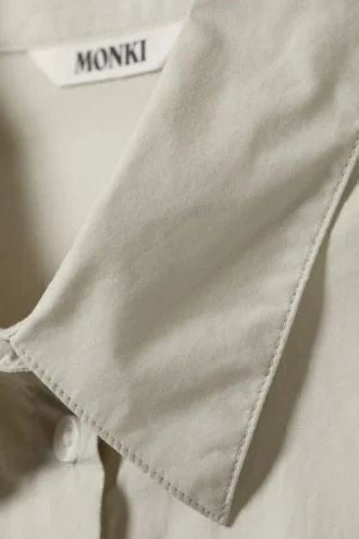 Camisón corto de popelín de algodón con cordón – Verde claro