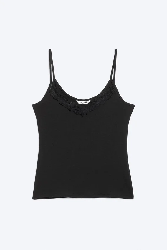 Camisola con tirantes y encaje – Negro Camisola con tirantes y encaje – Negro