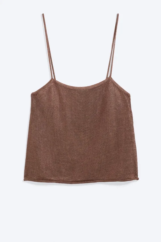 Camisola de punto con cuello cuadrado – Marrón Camisola de punto con cuello cuadrado – Marrón