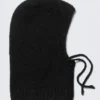 Capucha con lazo de punto peludo – Negro