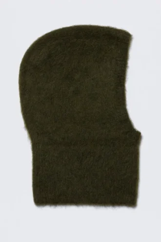 Capucha de punto con mezcla de mohair – Verde oscuro