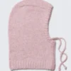 Capucha de punto peludo con cordones – Rosa empolvado claro Capucha de punto peludo con cordones – Rosa empolvado claro
