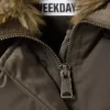 Chaleco bomber con capucha convertible – Gris oscuro Chaleco bomber con capucha convertible – Gris oscuro