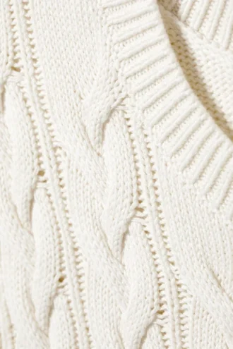 Chaleco de algodón con punto trenzado – Blanco