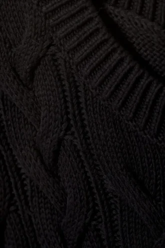 Chaleco de algodón con punto trenzado – Negro
