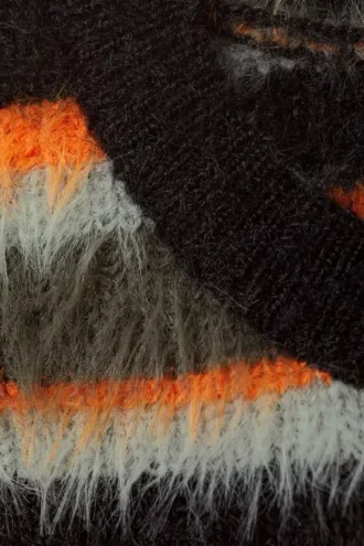 Chaleco de corte regular con pelo – Rayas multicolores