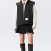 Chaleco de lona con cremallera y ligero acolchado – Negro Chaleco de lona con cremallera y ligero acolchado – Negro
