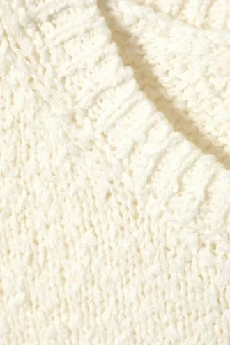 Chaleco de punto con textura cuadrada – Blanco roto