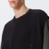 Chaleco de punto desgastado de corte holgado – Negro Chaleco de punto desgastado de corte holgado – Negro