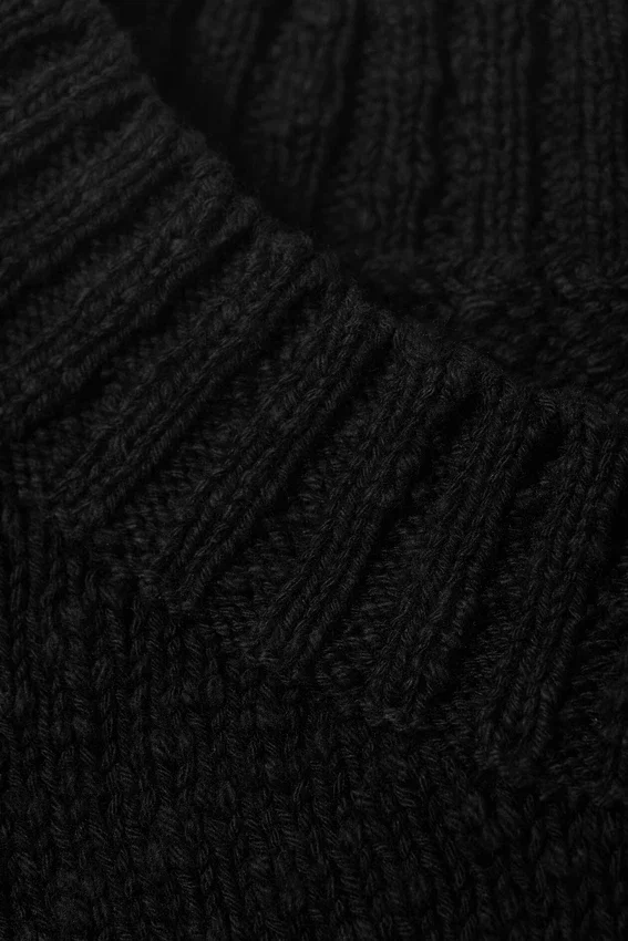 Chaleco de punto desgastado de corte holgado – Negro Chaleco de punto desgastado de corte holgado – Negro