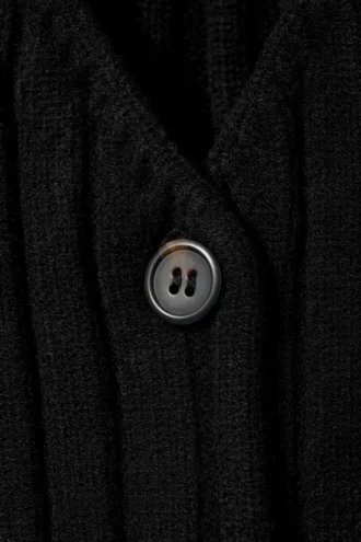 Chaleco de punto elástico con cuello en V – Negro