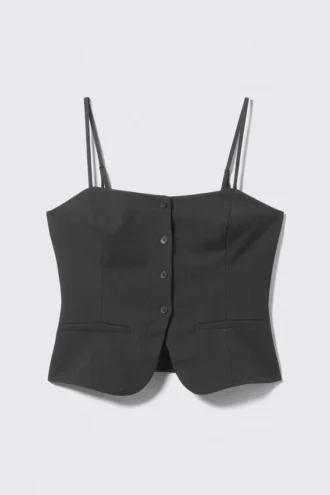 Chaleco de traje de corte entallado – Gris oscuro jaspeado