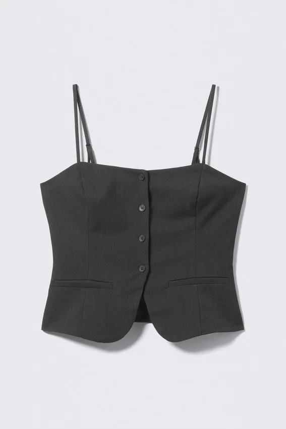 Chaleco de traje de corte entallado – Gris oscuro jaspeado Chaleco de traje de corte entallado – Gris oscuro jaspeado