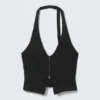 Chaleco estructurado con cuello halter y cremallera – Negro Chaleco estructurado con cuello halter y cremallera – Negro