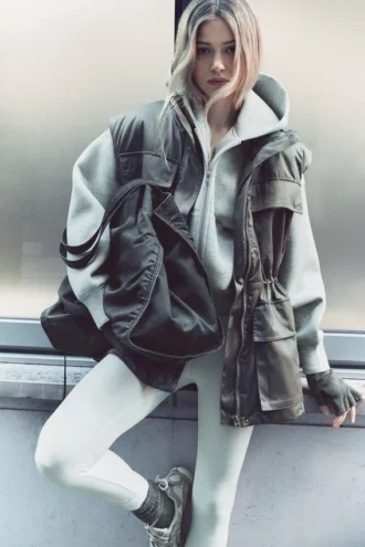 Chaleco utilitario acolchado oversize – Gris oscuro
