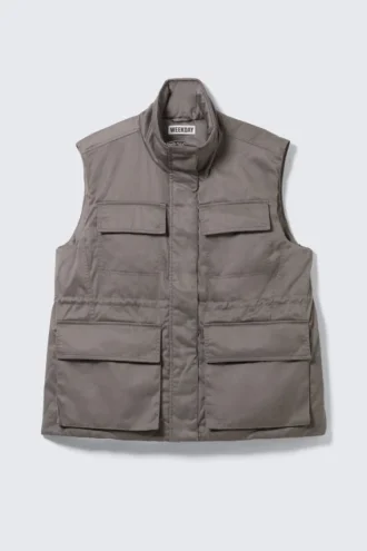 Chaleco utilitario acolchado oversize – Gris oscuro