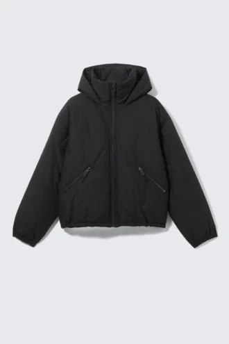 Chaqueta acolchada con capucha – Negro
