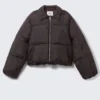 Chaqueta acolchada con cuello – Marrón oscuro