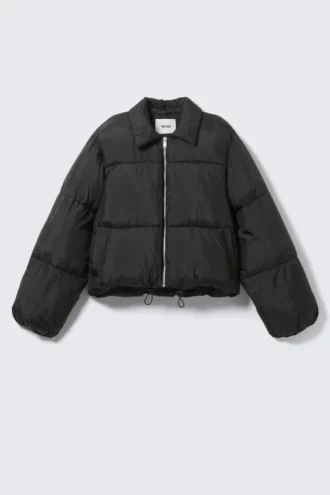 Chaqueta acolchada con cuello – Negro