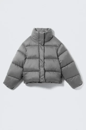 Chaqueta acolchada corta oversize – Gris